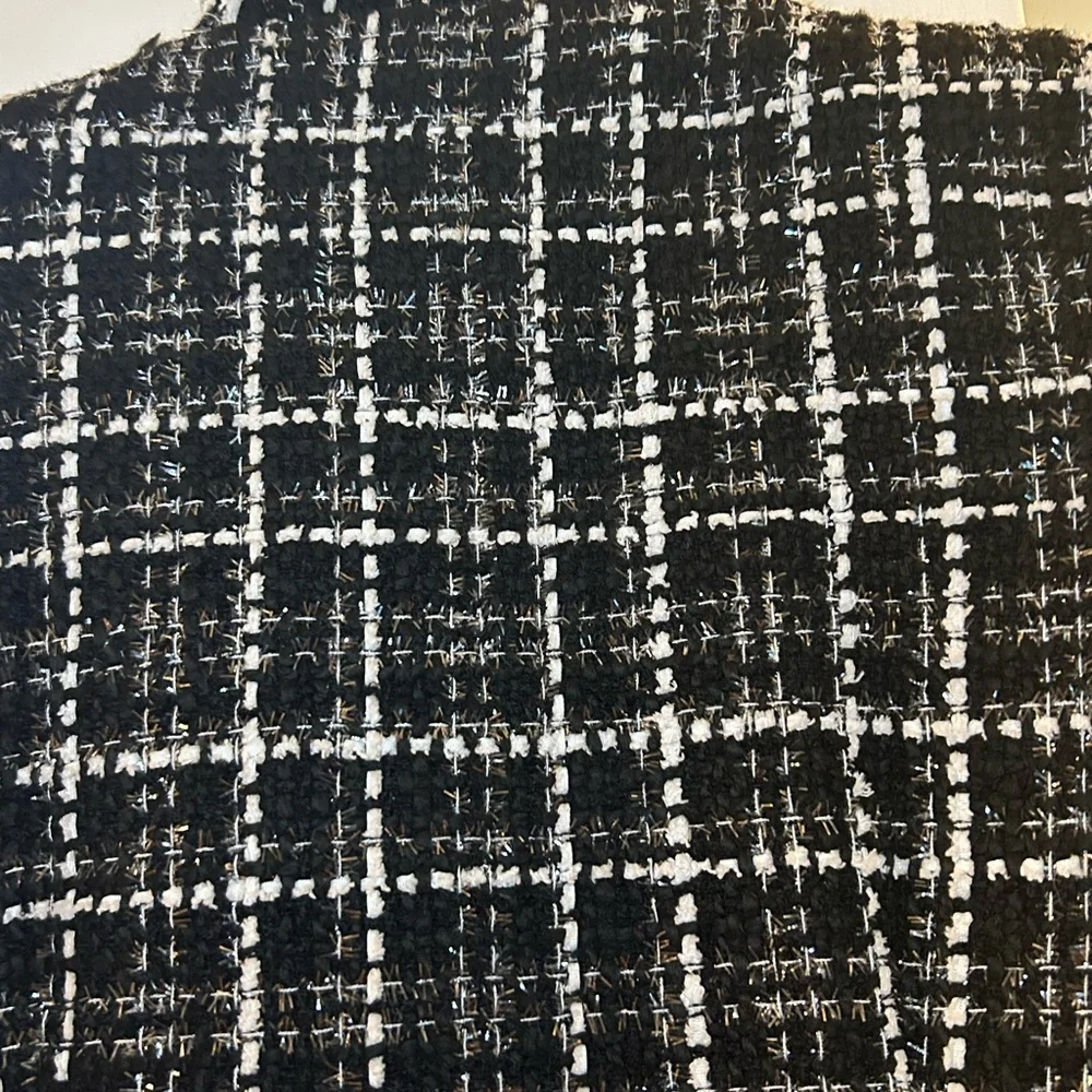 VISHAL Size Small Black and White Tweed Coat with Gold Buttons, Calf length - Picture 12 of 13